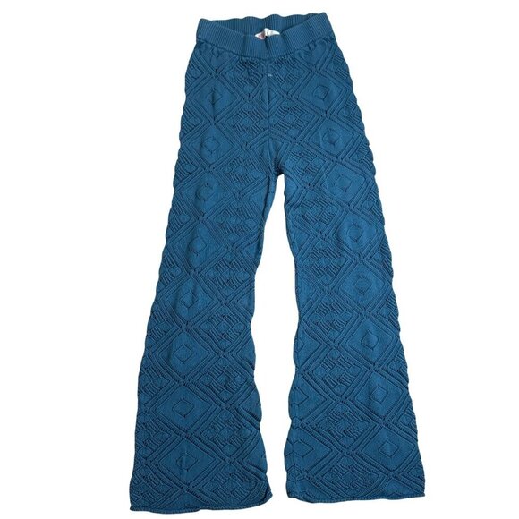 Free People Beach Med Get Away Fauxchet Cardi & Pant 2 Piece Set Peacock Plume - Picture 4 of 10